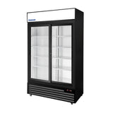 Polarman PLM-SGD44R-S 44 1/2" Black Refrigerated Double Sliding Glass Door Merchandiser with LED Lighting, 31 cu.ft（SS-P1000WB-B）