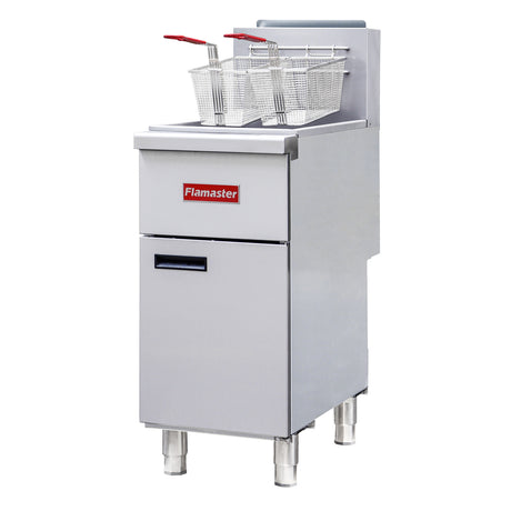Flamaster FLM-F4-NG 15 1/2" Natural Gas Floor Fryer, 40-50 lb, 4 Tubes, 120,000 BTU