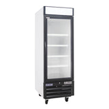Polarman PLM-HGD23R 26 3/4" Black Refrigerated Single Swing Glass Door Merchandiser with LED Lighting, 23 cu.ft