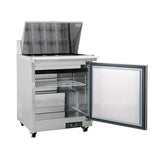 Polarman PLM-S29KS 28 15/16" Stainless Steel Mega Top Sandwich Prep Table with One Solid Full Door, (12) 1/6 Size Pans
