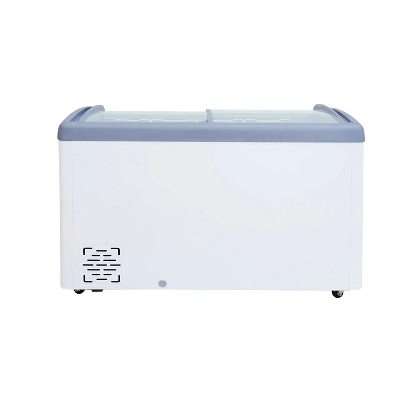 Polarman PLM-S360 49 5/8" Mobile Ice Cream Display Freezer, Curved Sliding Lid with 4 Baskets, 9 cu. ft.