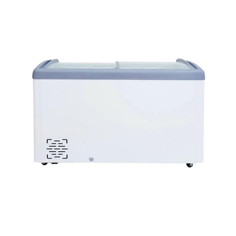 Polarman PLM-S360 49 5/8" Mobile Ice Cream Display Freezer, Curved Sliding Lid with 4 Baskets, 9 cu. ft.