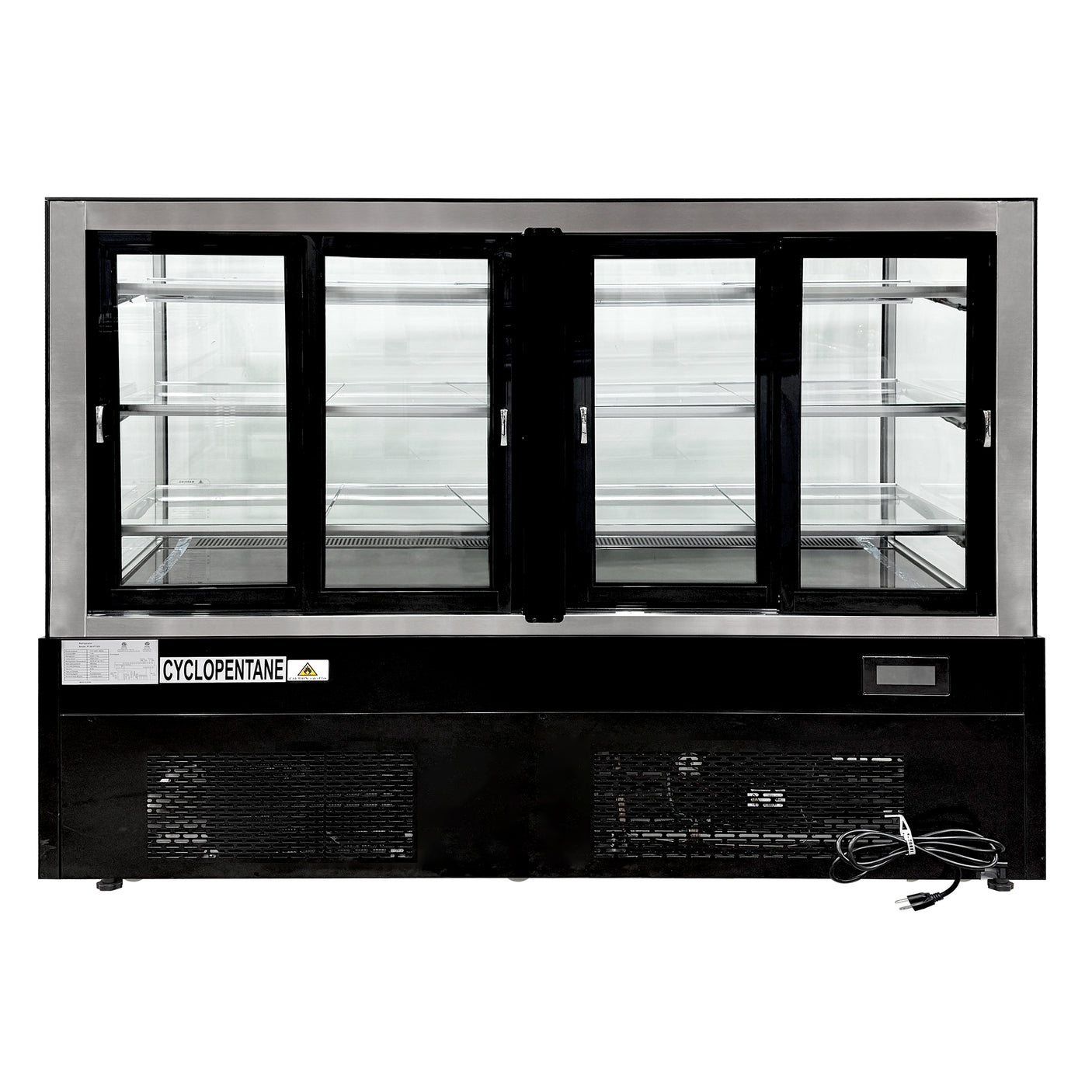 Polarman PLM-571SB 71 3/5" Black 3-Shelf Square Glass  Refrigerated Bakery Display Case