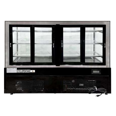 Polarman PLM-571SB 71 3/5" Black 3-Shelf Square Glass  Refrigerated Bakery Display Case