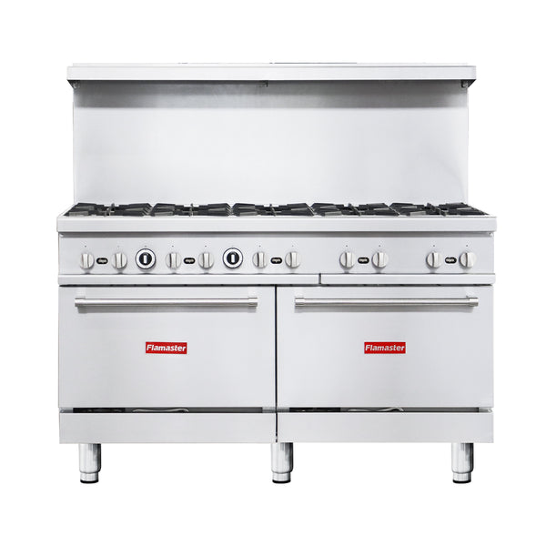 Flamaster FLM-R60 60”  Natural Gas / Liquid Propane Range with 10 Open Burners and Under Oven