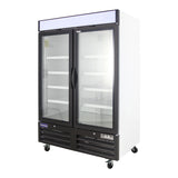 Polarman PLM-HGD48R 53 15/16" Black Refrigerated Double Swing Glass Door Merchandiser with LED Lighting, 48 cu.ft