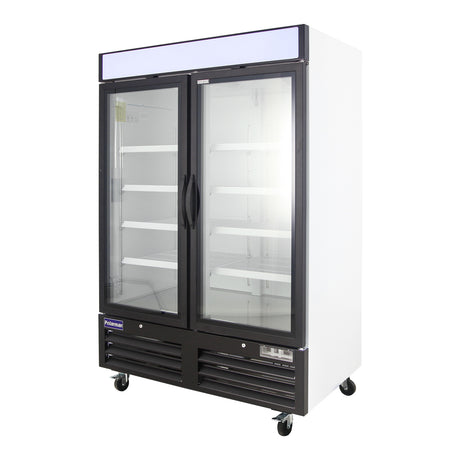 Polarman PLM-HGD48R 53 15/16" Black Refrigerated Double Swing Glass Door Merchandiser with LED Lighting, 48 cu.ft