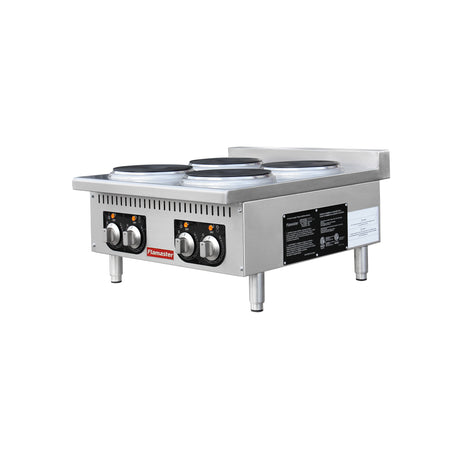 Flamaster FLM-EHP24 24" Commercial Electric Hot Plate - 4 Burners, 208V, 3 Phase