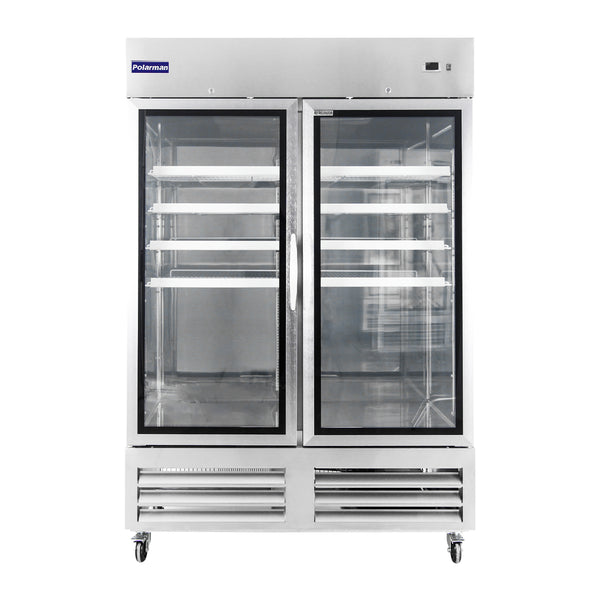 Polarman 53 15/16" PLM-54RGS Reach-in Refrigerator with Stainless Steel Two Glass Doors