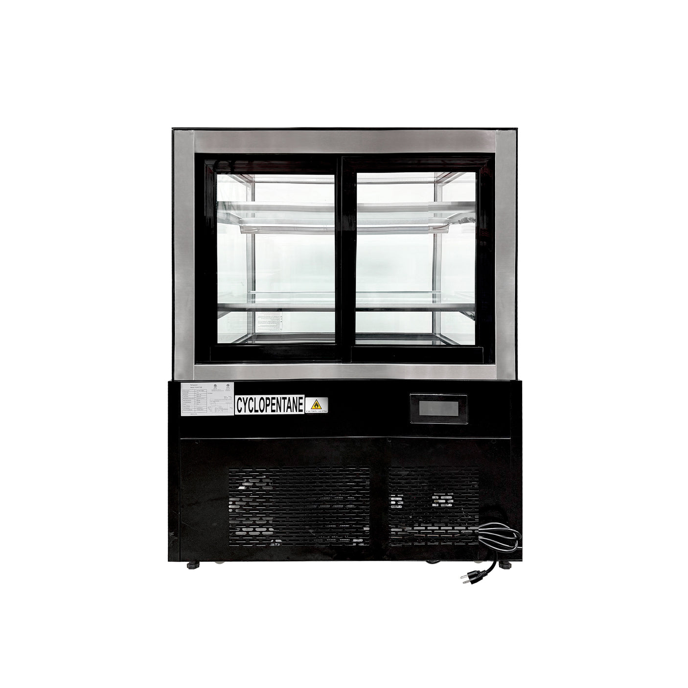 Polarman PLM-270SB 36" Black 2-Shelf Square Glass Refrigerated Bakery Display Case