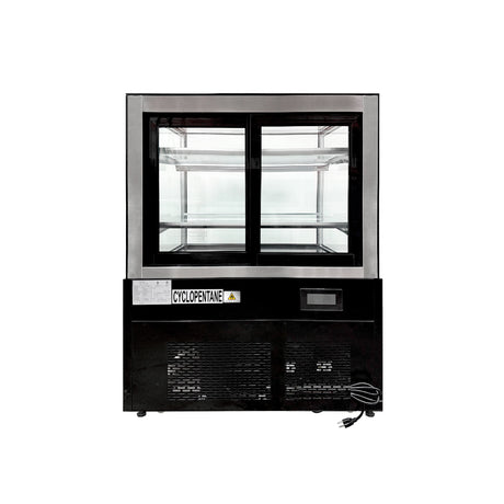 Polarman PLM-270SB 36" Black 2-Shelf Square Glass Refrigerated Bakery Display Case