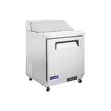 Polarman PLM-S29S 28 15/16" Stainless Steel Sandwich Prep Table with One Solid Full Door, (8) 1/6 Size Pans
