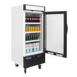 Polarman PLM-HGD12R 25" Black Refrigerated Single Swing Glass Door Merchandiser with LED Lighting, 12 cu.ft