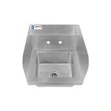 ChefAsst 15" x 15 3/4" CA-HS-15-SP-318-WB Wall Mounted Hand Sink with Side Splash
