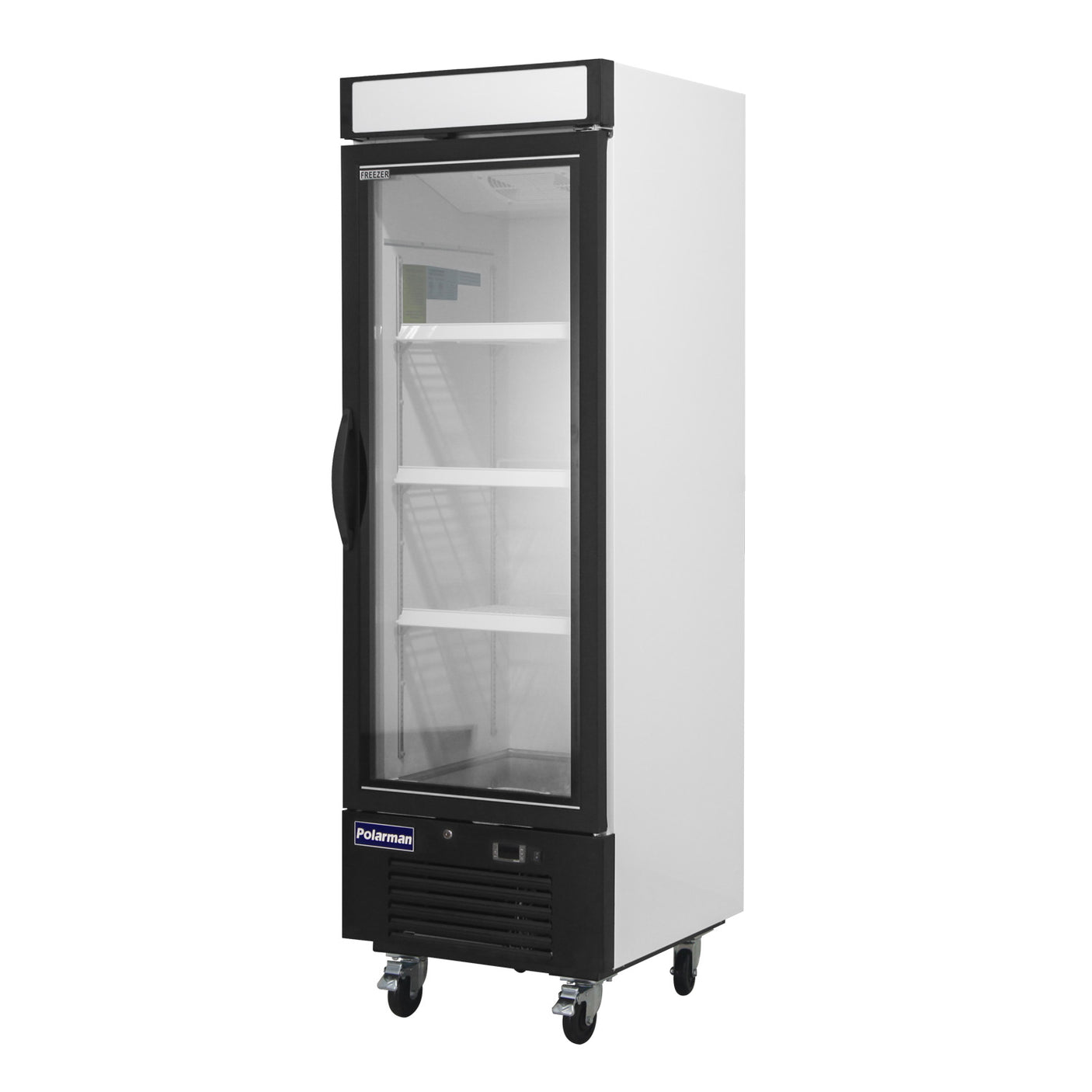 Polarman PLM-HGD16R 25" Black Refrigerated Single Swing Glass Door Merchandiser with LED Lighting, 16 cu.ft