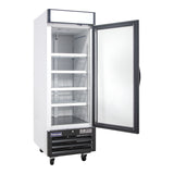 Polarman PLM-HGD23R 26 3/4" Black Refrigerated Single Swing Glass Door Merchandiser with LED Lighting, 23 cu.ft