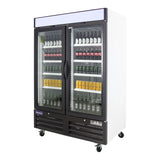 Polarman PLM-HGD48R 53 15/16" Black Refrigerated Double Swing Glass Door Merchandiser with LED Lighting, 48 cu.ft