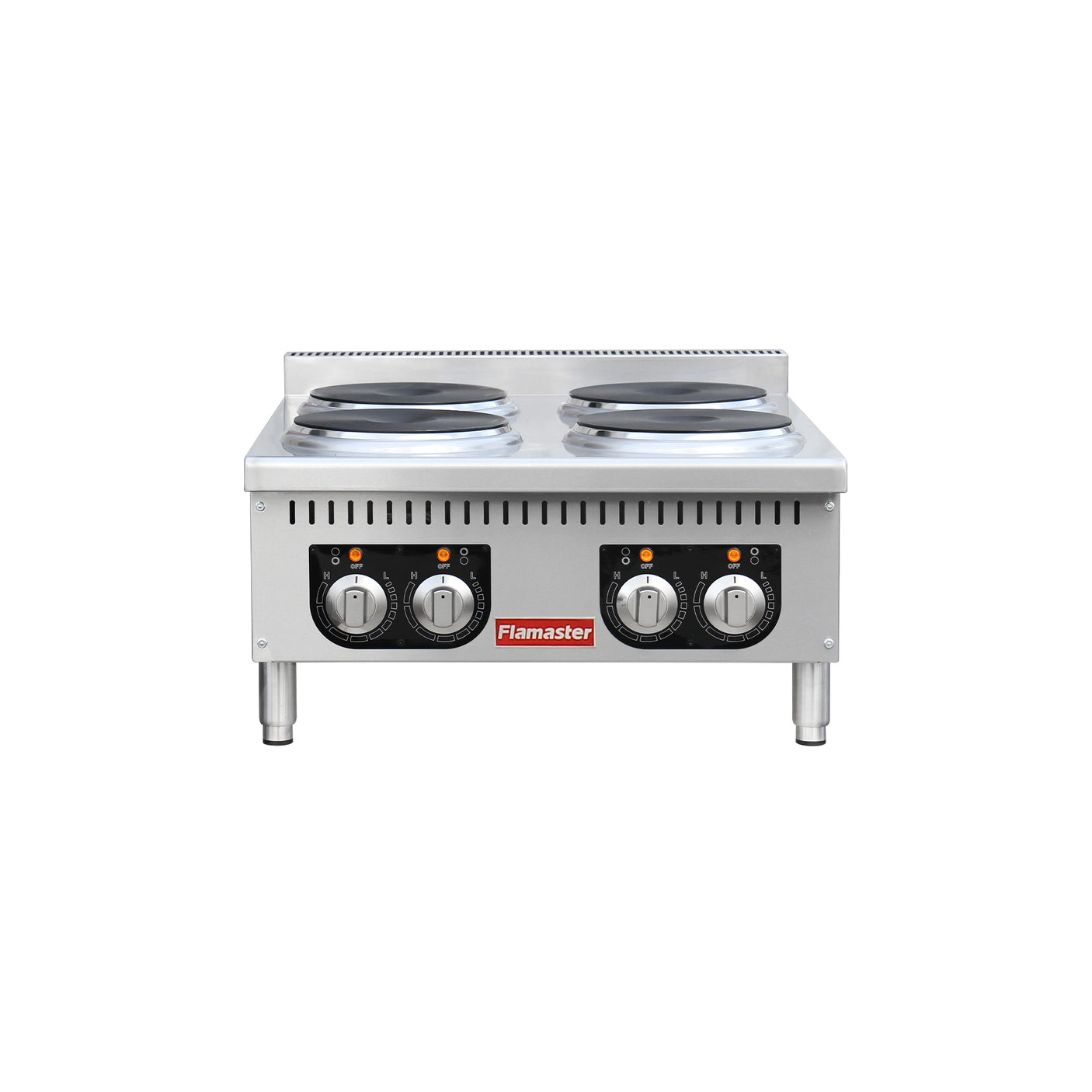 Flamaster FLM-EHP24 24" Commercial Electric Hot Plate - 4 Burners, 208V, 3 Phase