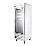 Polarman PLM-27RGS 26 3/4" Reach-In Refrigerator with Single Glass Door with LED Lighting, Bottom Mount, Stainless Steel, 23 cu. ft.