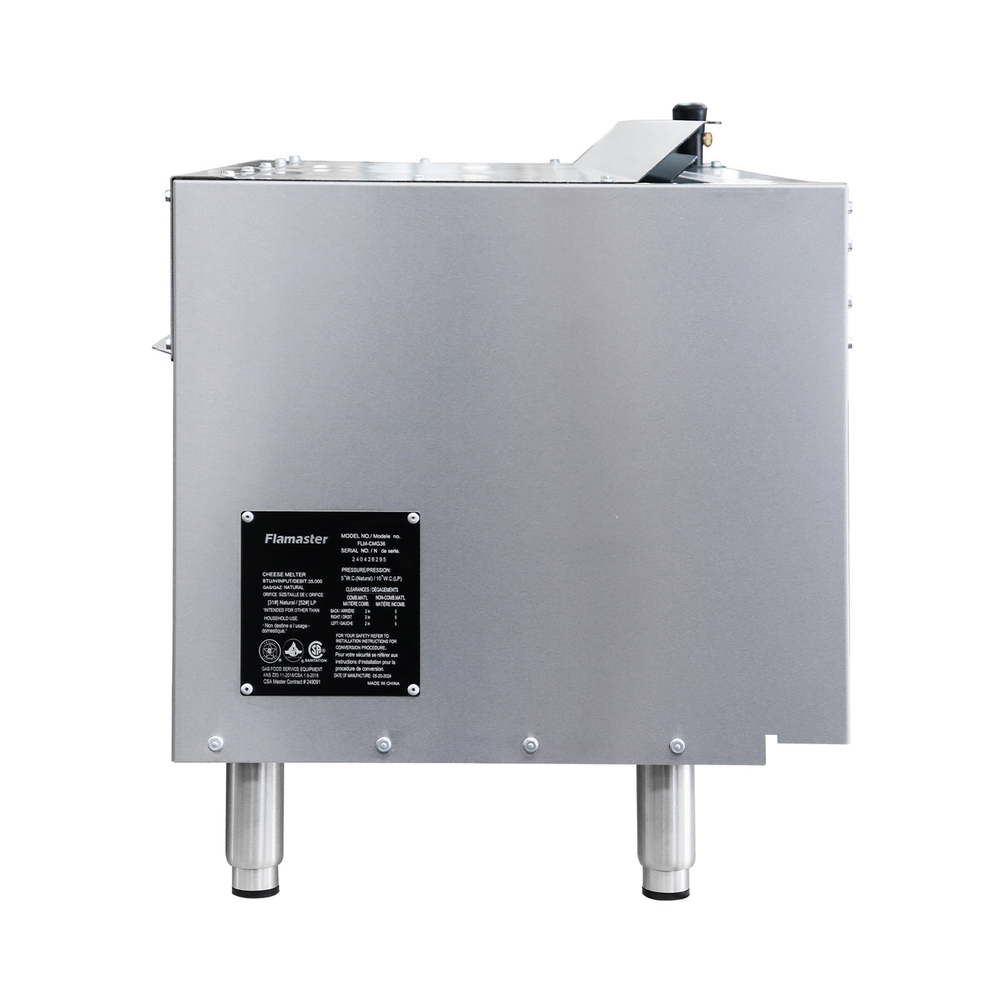 Flamaster FLM-CMG36 36” NG/LPG Infrared Cheese Melter, 35,000/32,000 BTU, Manual Valve