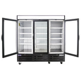 Polarman PLM-HGD72R 81" Black Refrigerated Triple Swing Glass Door Merchandiser with LED Lighting, 72 cu.ft