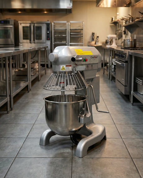 ChefAsst CA-MX10A 10 Qt. 3-Speed Planetary Stand Mixer with Guard & Standard Accessories