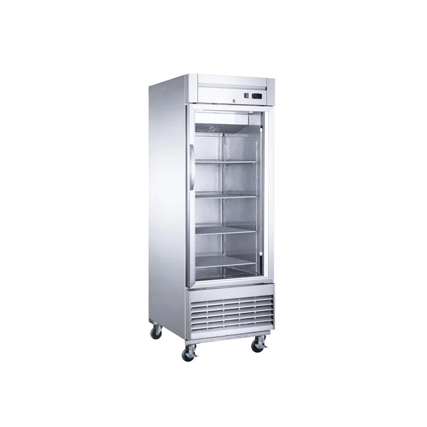 Dukers D28R-GS1 27 1/2" One Section Glass Full Door Reach-In Refrigerator, Bottom Mount, Stainless Steel, 18.8 Cu.Ft.