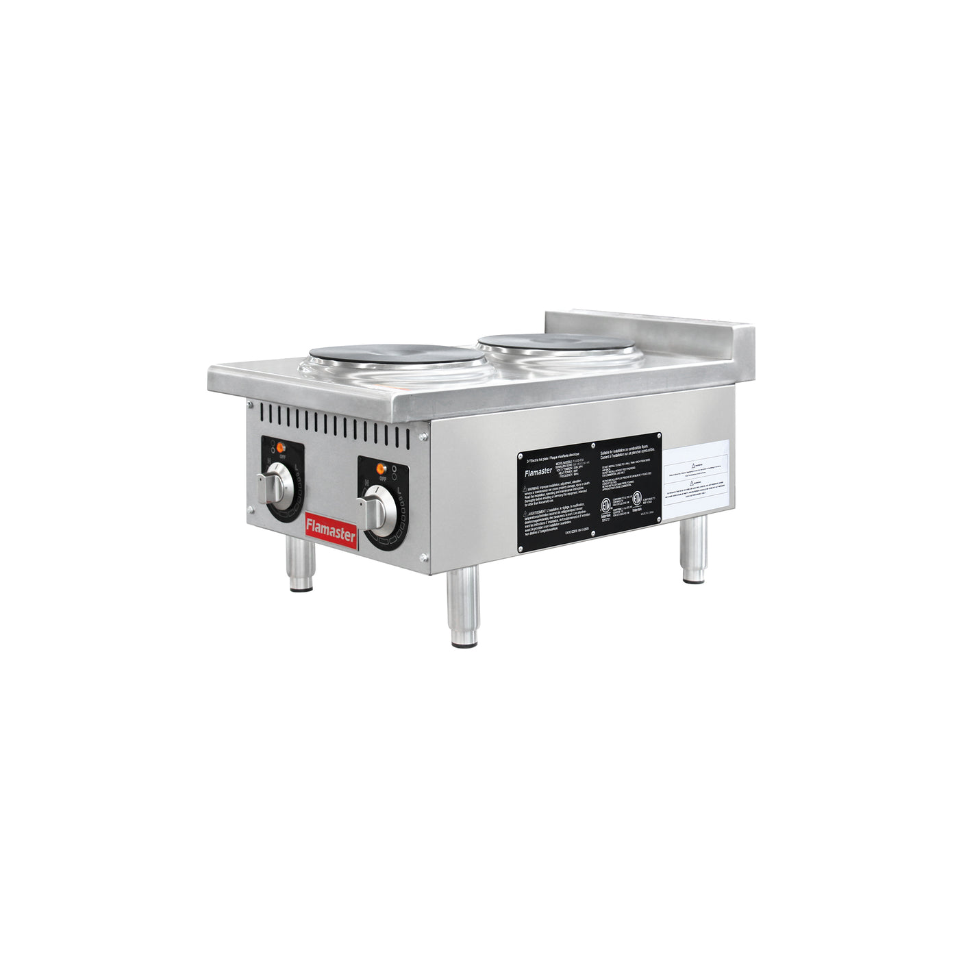 Flamaster FLM-EHP15 15" Commercial Electric Hot Plate - 2 Burners, 208V, 1 Phase