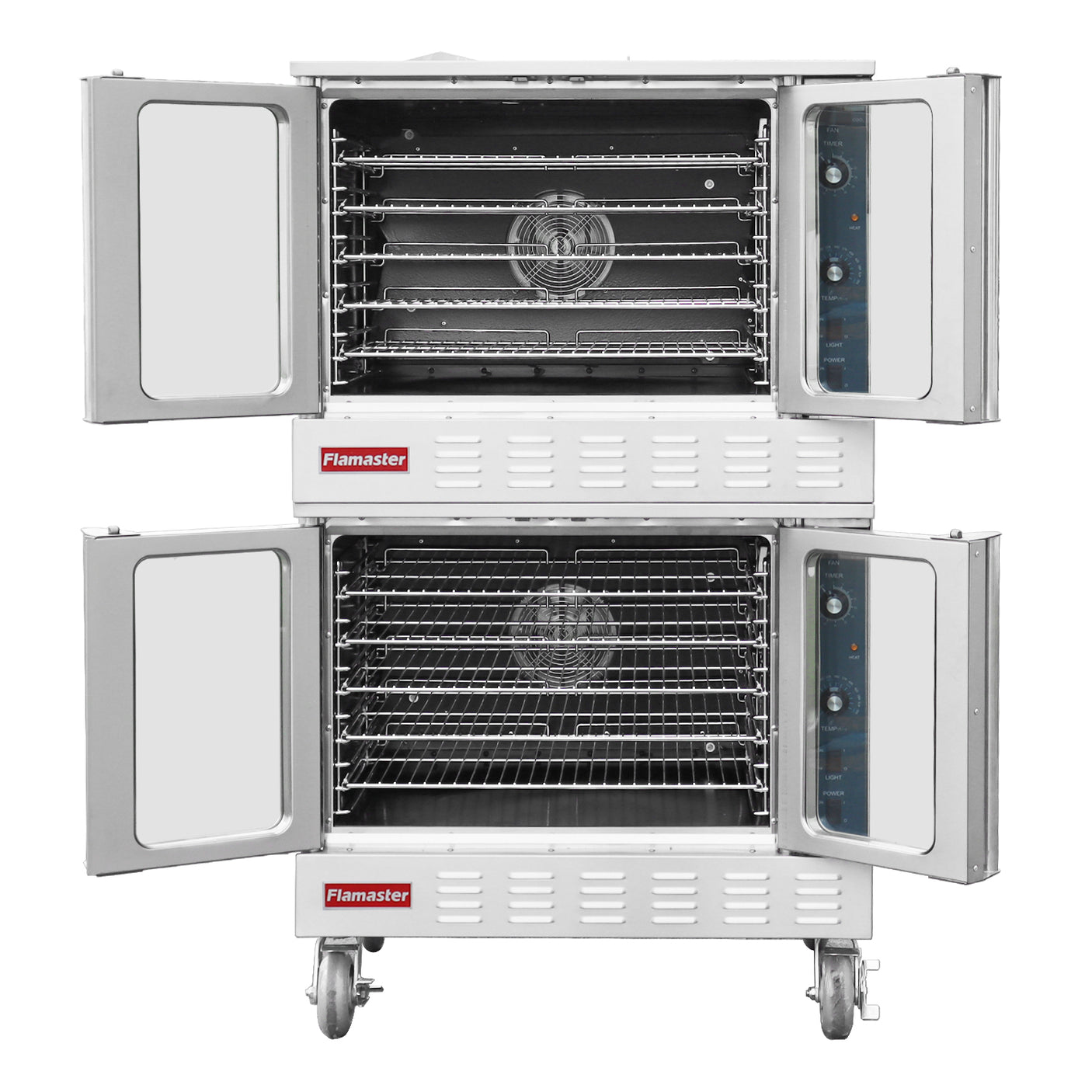 Flamaster FLM-COG-2 38" Double Deck Gas Convection Oven, NG/LPG, 10 Racks, 108,000 BTU