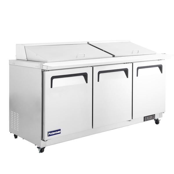 Polarman 71 3/4" PLM-S72KS Salad Sandwich Prep Table Mega Top Stainless Steel Solid Three Doors