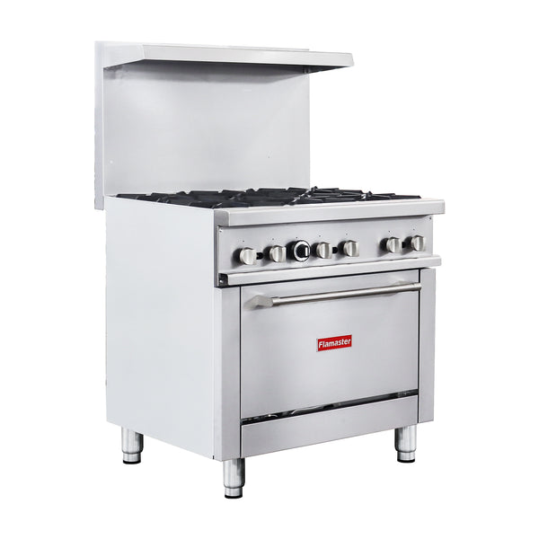 Flamaster FLM-R36 36″ Natural Gas/LP Range with 6 Open Burners and Under Oven