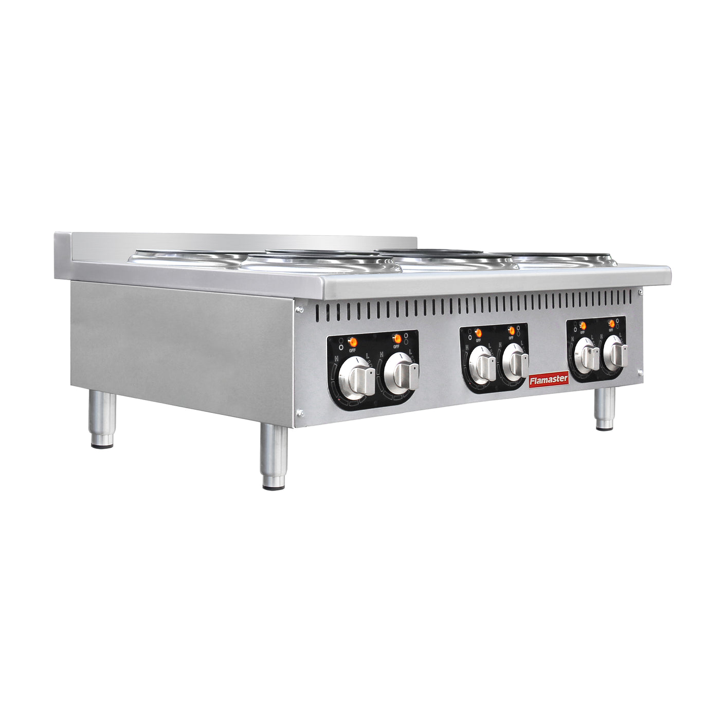 Flamaster FLM-EHP36 36" Commercial Electric Hot Plate - 6 Burners, 208V, 3 Phase