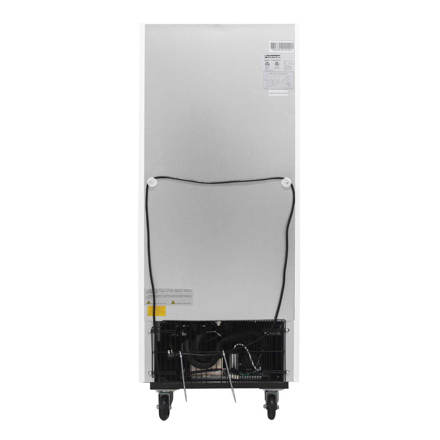 Polarman PLM-HGD12R 25" Black Refrigerated Single Swing Glass Door Merchandiser with LED Lighting, 12 cu.ft