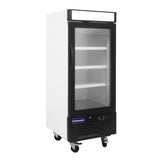 Polarman PLM-HGD12R 25" Black Refrigerated Single Swing Glass Door Merchandiser with LED Lighting, 12 cu.ft