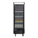 Polarman PLM-HGD16R 25" Black Refrigerated Single Swing Glass Door Merchandiser with LED Lighting, 16 cu.ft