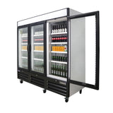 Polarman PLM-HGD72R 81" Black Refrigerated Triple Swing Glass Door Merchandiser with LED Lighting, 72 cu.ft
