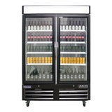 Polarman PLM-HGD48R 53 15/16" Black Refrigerated Double Swing Glass Door Merchandiser with LED Lighting, 48 cu.ft