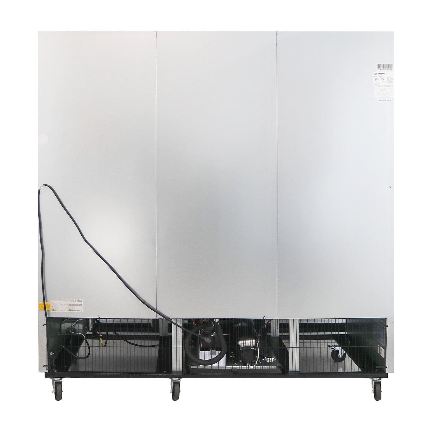 Polarman PLM-HGD72R 81" Black Refrigerated Triple Swing Glass Door Merchandiser with LED Lighting, 72 cu.ft
