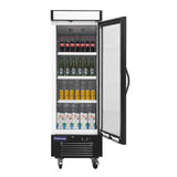 Polarman PLM-HGD16R 25" Black Refrigerated Single Swing Glass Door Merchandiser with LED Lighting, 16 cu.ft