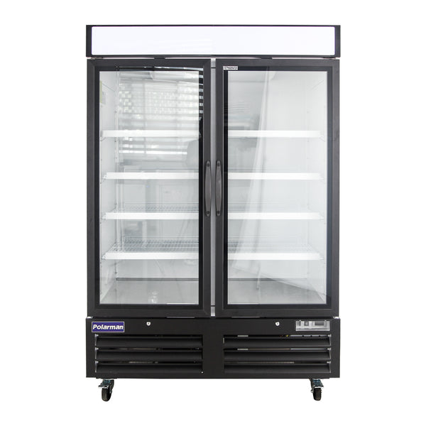 Polarman 53 15/16" PLM-HGD48R Refrigerator Merchandiser Cooler Two Swing Glass Door Led Light