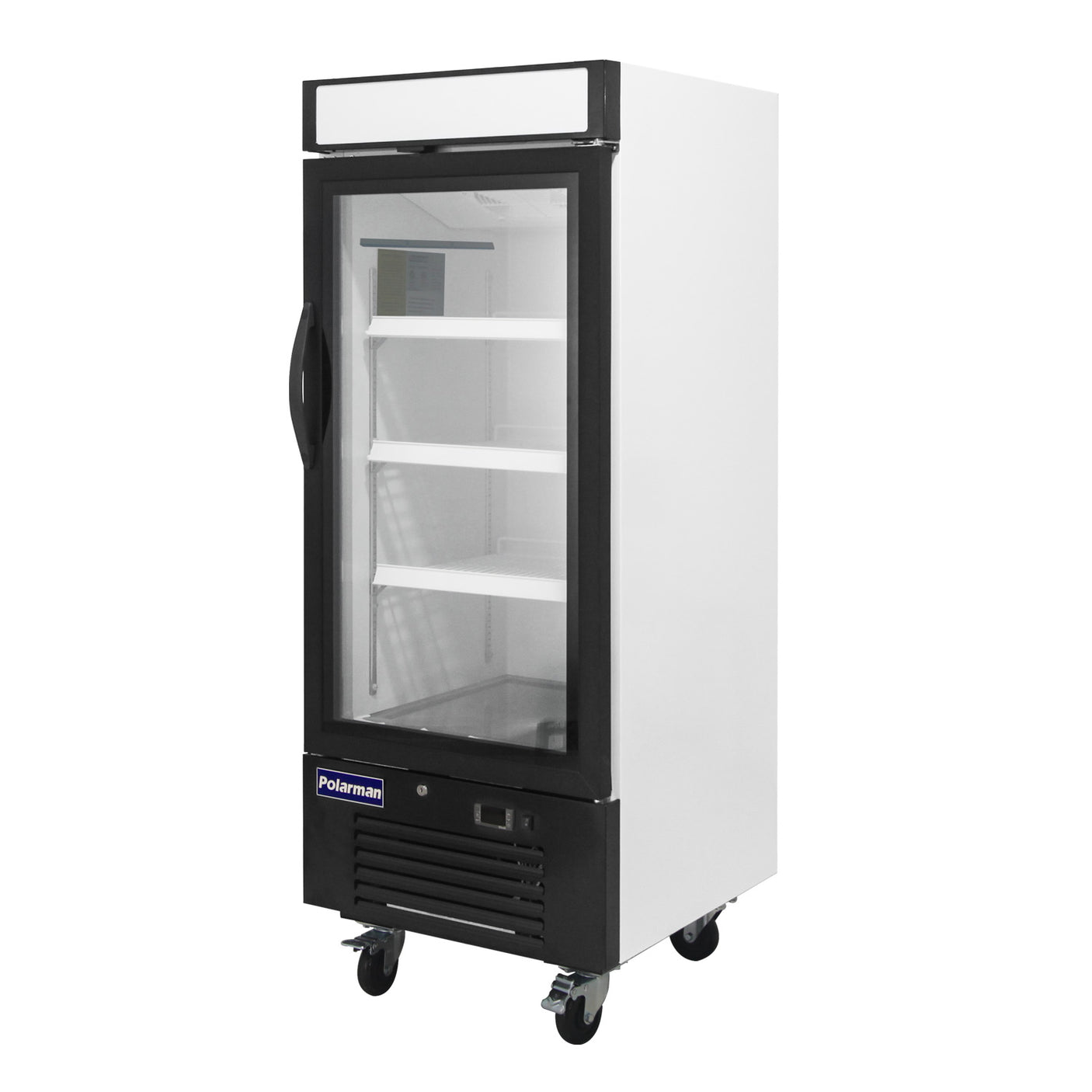 Polarman PLM-HGD12R 25" Black Refrigerated Single Swing Glass Door Merchandiser with LED Lighting, 12 cu.ft