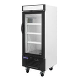 Polarman PLM-HGD12R 25" Black Refrigerated Single Swing Glass Door Merchandiser with LED Lighting, 12 cu.ft