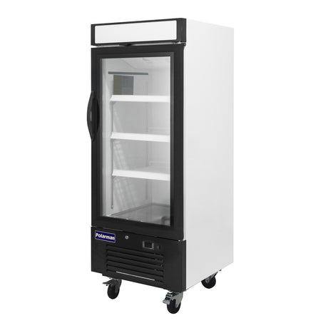 Polarman PLM-HGD12R 25" Black Refrigerated Single Swing Glass Door Merchandiser with LED Lighting, 12 cu.ft