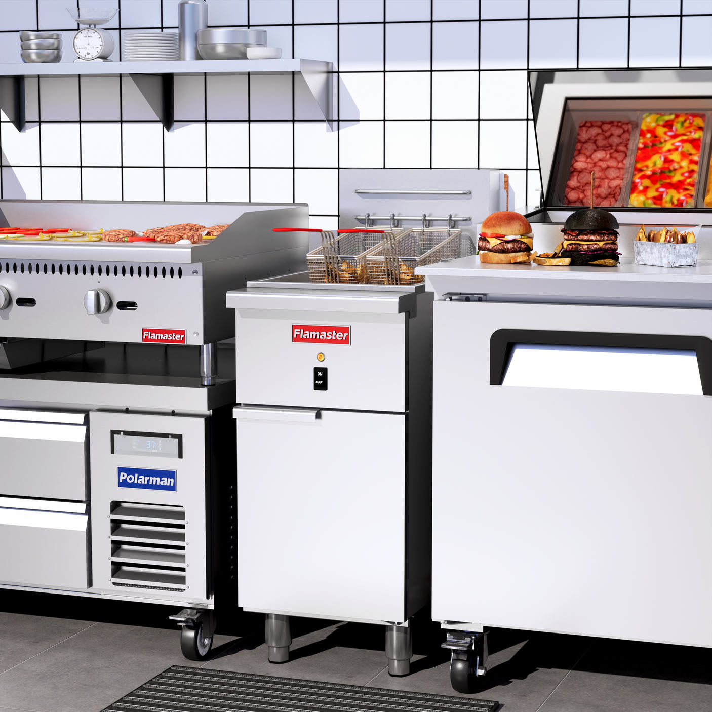 Flamaster FLM-EF50 15 1/2" Electric Floor Fryer, 50 lb, 208V/3 Phase
