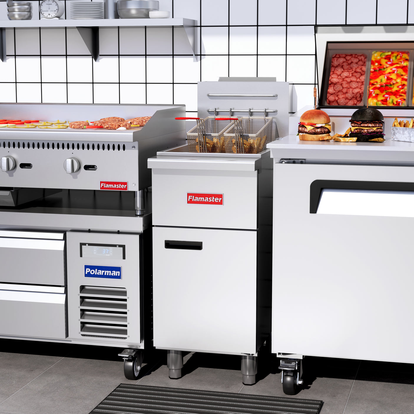 Flamaster FLM-VF50-LP 15 1/2" Gas Open Pot Fryer, Liquid Propane, 50-60 lb, 122,000 BTU