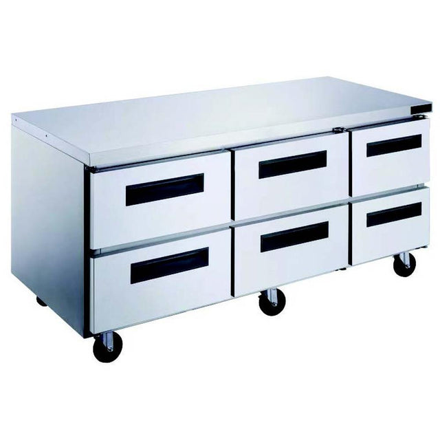 Dukers DUC72R-D6 72 1/8" Undercounter Refrigerator with Six Drawers, 18.96 Cu.Ft.