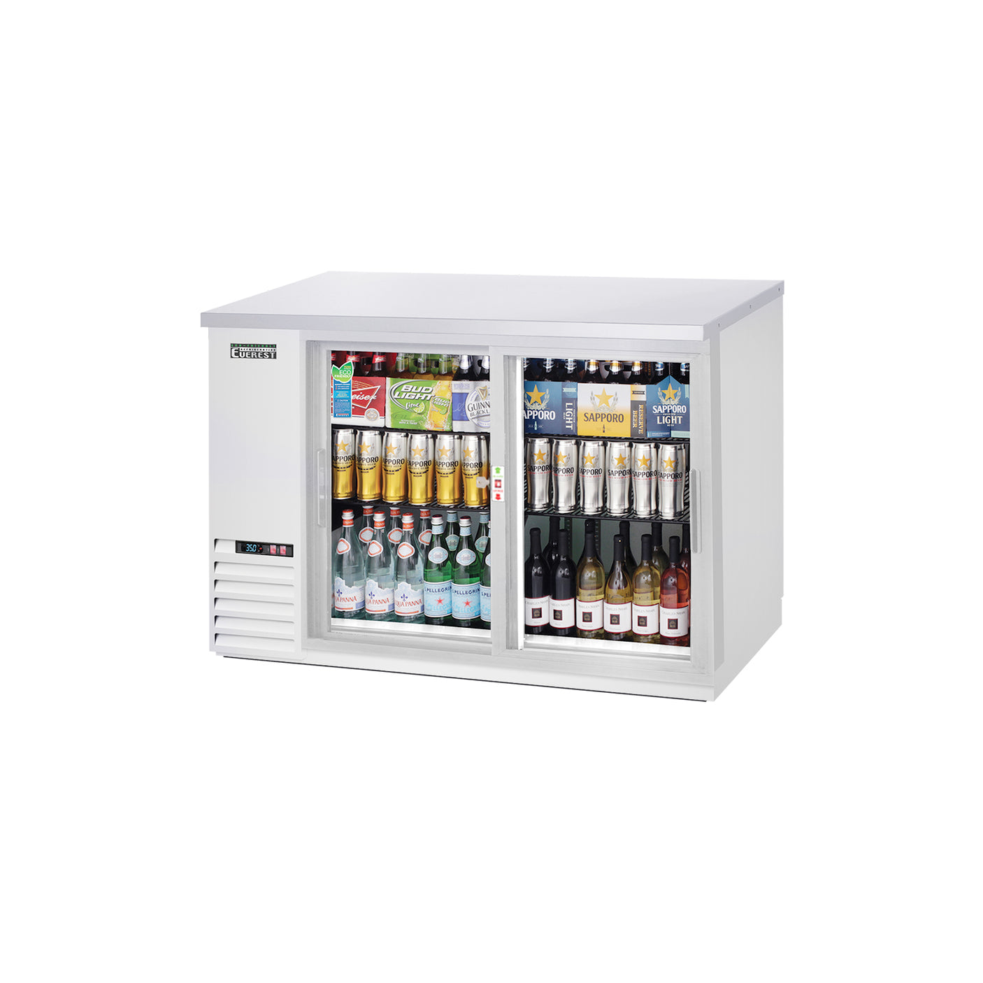 Everest EBB48G-SD-SS 49" Stainless Steel Back Bar Cooler, 2 Glass Doors, 13 cu. ft.