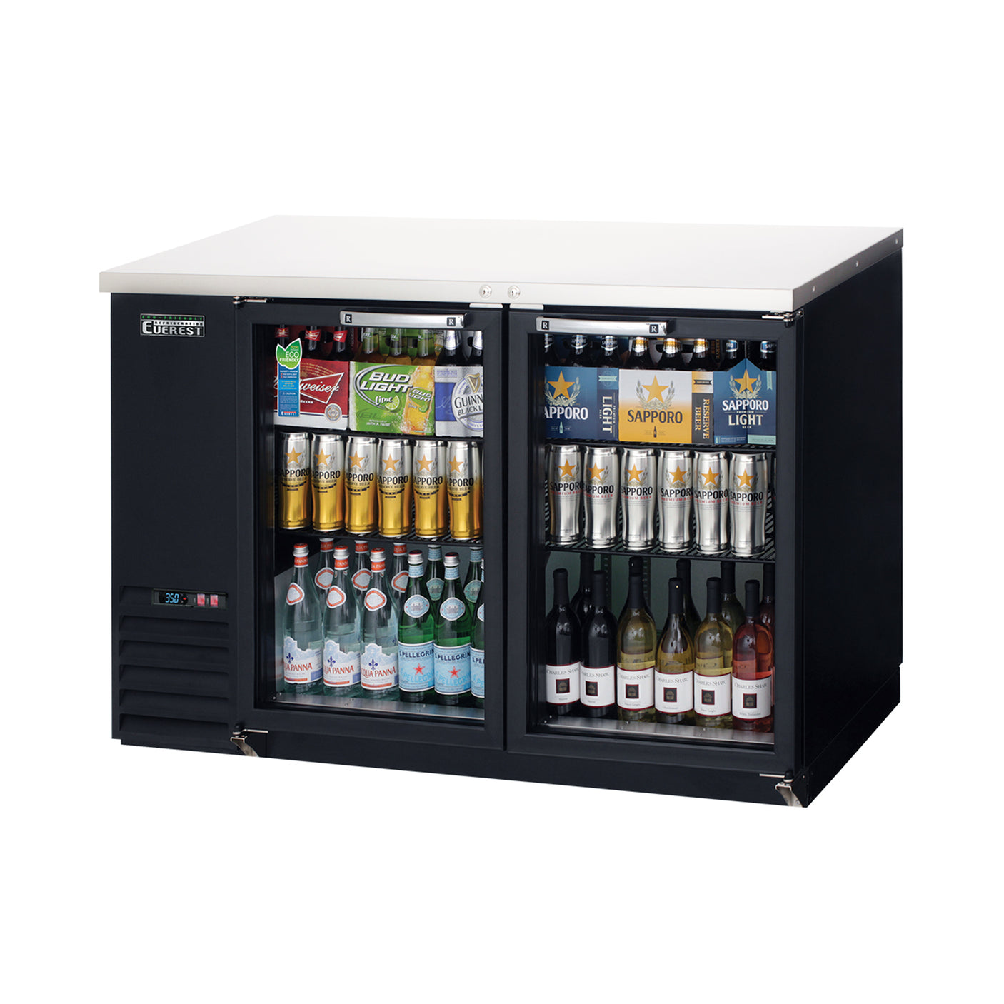 Everest EBB48G 49" Back Bar Cooler, 2 Glass Doors, 14 cu. ft.