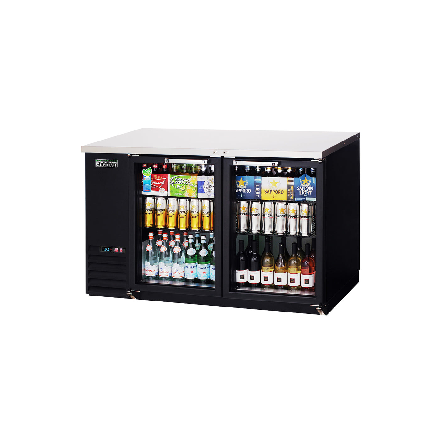 Everest EBB59G-24 57 3/4" Back Bar Cooler, 2 Glass Doors, 17 cu. ft.