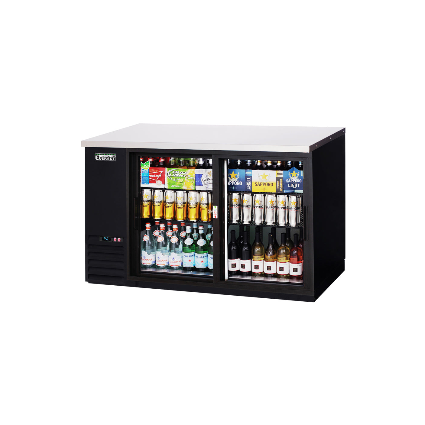 Everest EBB59G-SD 57 3/4" Back Bar Cooler, 2 Glass Doors, 17 cu. ft.